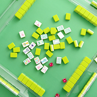 Saham AS |   Set Ubin Mahjong Amerika Akrilik Empat Lapis Hijau Mint 160 Set Mahjongg Hadiah Pesta Natal Bunga Peri Terukir