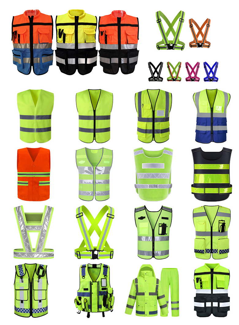Factory Custom Logo Zipper Work High Visibility Reflective Strips Construction Traffic Vest Hi Viz Safety Vest with Pockets