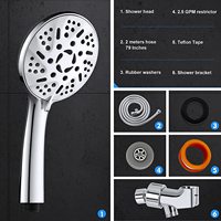 Ensemble de douche à main haute pression 9 jets, pomme de douche ionique avec flexible et support, finition chrome moderne pour salle de bain