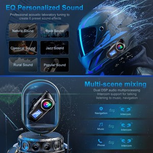 Q58 Max IPX6 Waterproof Y20 MAX 300M Motorcycle Intercom Headphone Wireless Helmet <strong>Headsets</strong> RGB Light Effect - Product Image 2