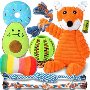 Ball and More Rope Dog Chew Toys <span class=keywords><strong>con</strong></span> lindos juguetes <span class=keywords><strong>para</strong></span> perros chirriantes Paquete de 9 juguetes de lujo <span class=keywords><strong>para</strong></span> la dentición <span class=keywords><strong>para</strong></span> cachorros de perros pequeños - Product Image 1