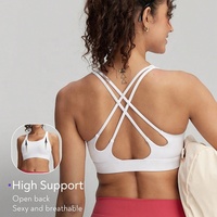 Soutien-gorge de sport respirant et doux pour la peau, maintien moyen, avec coussinets rembourrés, antichoc, dos croisé, pour le yoga et le fitness, pour femme