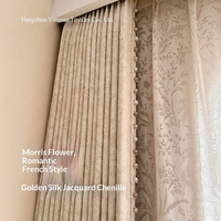 Rideaux occultants Morris en jacquard floral chenille, style français haut de gamme, sur mesure pour lucarne, hiver, salon, chambre, 70-90% occultation