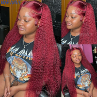 Perruque Lace Front 13x4 Ondulée Profonde HD Transparente 12A 99J Bordeaux Marron Rouge Cheveux Humains Vierges Remy Vente en Gros Fournisseur Chaud Livraison Directe