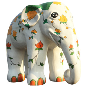 Escultura de Elefante Pintada en Fibra de Vidrio Libit, Figura de Animal Hecha a Mano para Montar en el Suelo, Personalizable - Product Image 4