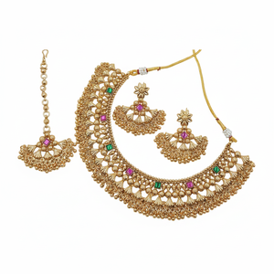 High Quality <b>Silver</b> Plated Brass Zircon Kundan Ethnic Bridal Engagement Gift Wedding Anniversary Party Jewelry Set <b>Choker</b> - Product Image 2