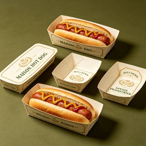 Cajas de Papel para Hot Dogs con Logotipo Personalizado al por Mayor, Contenedores Desechables Resistentes a la Grasa para Comida para Llevar, para Bares de Comida Móviles - Product Image 6