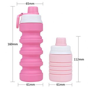 Bouteilles d'eau de sport pliables en silicone de haute qualité, bouteilles de voyage en silicone - Product Image 2