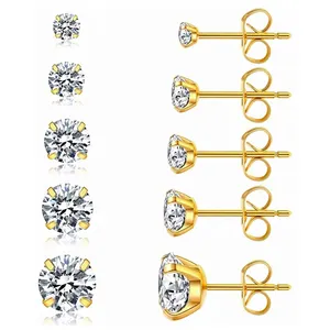 Joyería de mujer de alta calidad CZ Ear Piercing Helix Pendientes Hipoalergénico Acero inoxidable Cubic Zirconia Stud Pendientes - Product Image 1