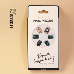 Logo personnalisé Faux <span class=keywords><strong>ongles</strong></span> abdominaux réutilisables à presser avec design court et carré Faux <span class=keywords><strong>ongles</strong></span> Pointes faciles à poser soi-même <span class=keywords><strong>Ongles</strong></span> artificiels vert foncé <span class=keywords><strong>Art</strong></span> - Product Image 5