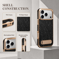 Étui pour iPhone en cuir de vachette grainé, motif Tanghua vintage, couverture en cuir magnétique N52, compatible avec la charge sans fil