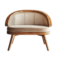 Design rétro français Villa intérieur salon balcon rotin naturel cadre en bois massif loisirs rotin canapé banc