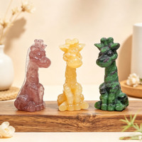 Statuette de girafe miniature en cristal, pierre précieuse naturelle sculptée, figurine animale pour décoration de table, cadeau de collection en cristal
