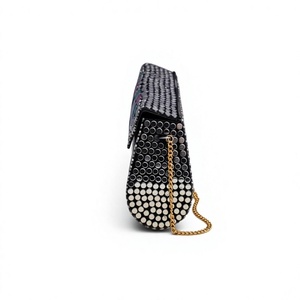 Premium Pearl Shell Inlay Box Clutch Purse with Detachable Metal Sling Chain - Product Image 1