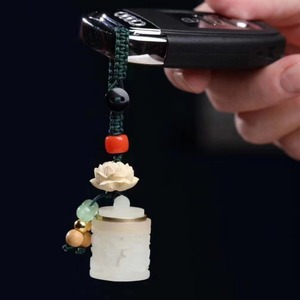 Luminous Stone Hollow Lotus Keychain <b>Car</b> <b>Ornament</b> Portable Chinese Style Gift for Women - Product Image 4