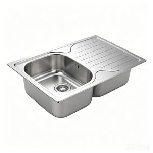 Évier à cuve unique, à bord large et épais, à installation en hauteur, avec drain incurvé intégré - Product Image 4