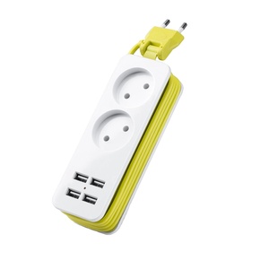 EU Plug Travel Power Strip Portable Extension Socket Outlet with 4 USB Wall Charger Smart Desktop Socket