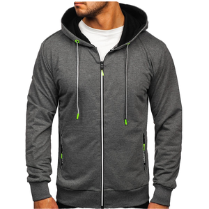 <b>Men's</b> High Quality 100% Polyester Loose Fleece <b>Cardigan</b> Jacket Casual Sports Outerwear <b>Hood</b> Autumn Solid Digital Printing - Product Image 1