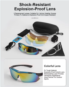 2024ユニセックスカスタムロゴUv400保護5レンズ交換可能メガネサイクリング処方スポーツメガネ野球サングラス - Product Image 3