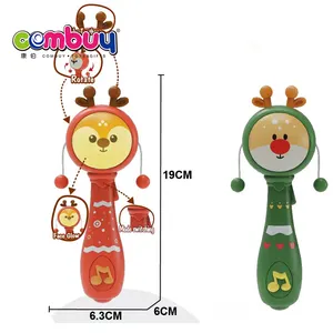 Trẻ sơ sinh giáng sinh điện chiếu sáng âm nhạc Rocking xoay đồ chơi bé Rattle Stick