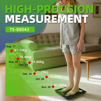 Balance connectée LEAONE 180 kg avec analyseur de graisse corporelle, écran LCD rétroéclairé, précision 10g, alimentation par piles, mesure IMC et poids corporel