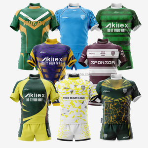 Maglia da Rugby Akilex maglia da calcio da <span class=keywords><strong>uomo</strong></span> abbigliamento da ginnastica pantaloncini da allenamento divise da calcio Design sublimato maglia da Super Rugby - Product Image 1