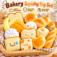 Lot de jouets sensoriels anti-stress à presser en forme de pain, croissant, toast et banane, mignons et à remontée lente, pour la vente en gros