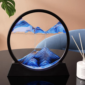 Vente en gros Sablier rond 3D de 12 pouces avec sable mouvant, peinture dynamique, affichage de paysage de sable, base en bois - Product Image 5