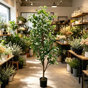 Luxury Real Wood Stem <b>Artificial</b> Eucalyptus Plant in White Pot Permanent Botanicals Greenery for Farmhouse Office Desk Aest - Product Image 3
