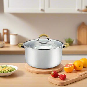 Kitchen <b>Induction</b> Cooker Stainless Steel Stock <b>Pot</b> Ollas De Acero Inox Cooking <b>Pot</b> With Pvd Gold Plated Handle - Product Image 5