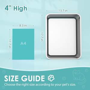 กระบะทรายแมวสแตนเลสขนาดใหญ่พิเศษแบบเปิดพร้อมขอบสูงสำหรับแมว - Product Image 2