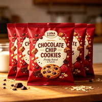 Sachets en plastique scellés sur trois côtés de qualité alimentaire, personnalisés en usine, pour l'emballage d'aliments pour animaux, de salades, de biscuits, de produits de boulangerie, de pain et de snacks