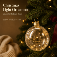 Boule de Noël Lumineuse en Verre Champagne, Ornement LED Scintillant, Sphère de Noël à Suspendre, Élégante Décoration de Fête et de Maison