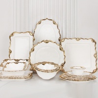 Wholesale Luxury Gold Rim <strong>Ceramic</strong> Dinnerware Set European Rustic Porcelain Plates Bowls for Wedding Hotel Restaurant Catering