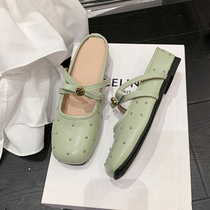 Nouvelles Chaussures Femme Printemps-Été Polyvalentes à Bout Fermé, Style Mary Jane, avec Nœud et Rivets Camélia, à Semelle Plate, Faciles à Enfiler - Product Image 6