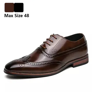 Zapatos Oxfords de cuero formales para hombre, calzado de vestir con cordones para oficina ejecutiva, color negro, talla 14 48, nuevo estilo, 2022
