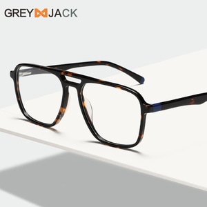 Monturas de gafas rectangulares Grey Jack, montura completa de acetato, anti UV, unisex, para miopía y uso sin prescripción médica - Product Image 2