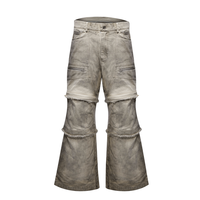 Streetwear OEM personnalisé, jean denim délavé unisexe pantalon cargo vintage patchwork à plusieurs poches pour hommes abîmés