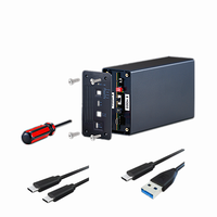 AOTECH Penjualan Terlaris USB-C Aluminium Alloy + ABS Dual Bay 3.5Inch RAID SATA HDD Enclosure 10Gbps Kecepatan Tinggi Kipas Pendingin Bersertifikasi CE