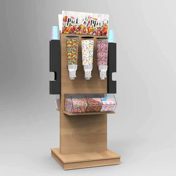 Free Standing Wooden Candy Dispenser Display Stand for Snack Store — view 3