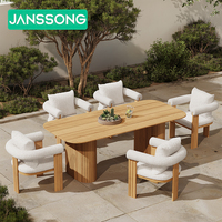 Mobilier d'extérieur moderne Ensemble de chaises de patio pour hôtel Table et chaises d'extérieur en bois Ensemble de table pour le dîner près de la piscine pour villa de villégiature