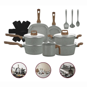 Juego de Ollas y Sartenes de Cerámica Moderna con Revestimiento de Mármol, 6 Piezas, Tapas de Vidrio, Asas de Baquelita, Antiadherente, de Aluminio, Compatible con Inducción - Product Image 1