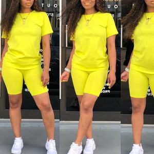 Pyjama d'été à manches courtes, col rond, couleur unie pastel, vêtements de loisirs, deux pièces pour la maison, vêtements de nuit pour femmes. - Product Image 2