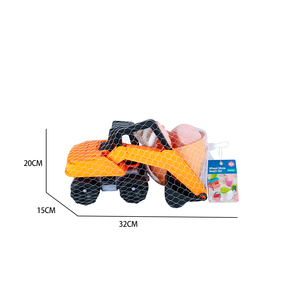 Juego de juguetes de excavadora de playa de paja de trigo, 7 piezas, con camión excavador, cubo, regadera, tamiz, moldes de arena, ecológico, para niños, en bolsa de malla - Product Image 2