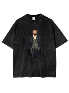 Peaky Blinders Class Struggle T-Shirts Summer 100% Cotton Drop Shoulder Crewneck Heavyweight Acid Wash - Product Image 4