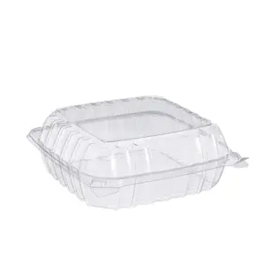 disposable clear plastic Take Out square hinged 8*8 loaf ops food container for salad and bakery