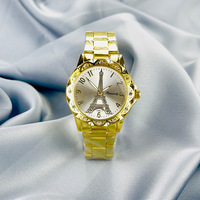 Montre pour femme tendance, style Tour Eiffel de Paris, luxe de niche, sertie de diamants, montre à quartz britannique pour femme