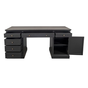 โต๊ะทำงานบ้านทำจากไม้สีดำพร้อมชั้นวางแบบถอดได้และลิ้นชัก3อัน - Product Image 6