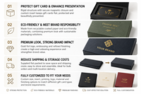 Boîte cadeau personnalisée rigide pour cartes de crédit VIP, avec couvercle magnétique, emballage cadeau recyclable en papier, logo en feuille d'or