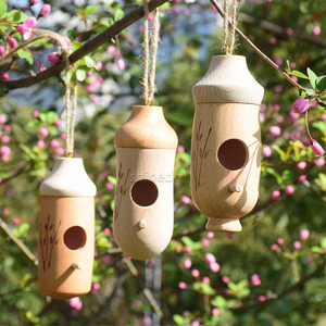 Jaula de madera creativa para pájaros colgante, casa de colibrí elegante para Wren Swallow Sparrow, Nido de Pájaro de jardín duradero - Product Image 6
